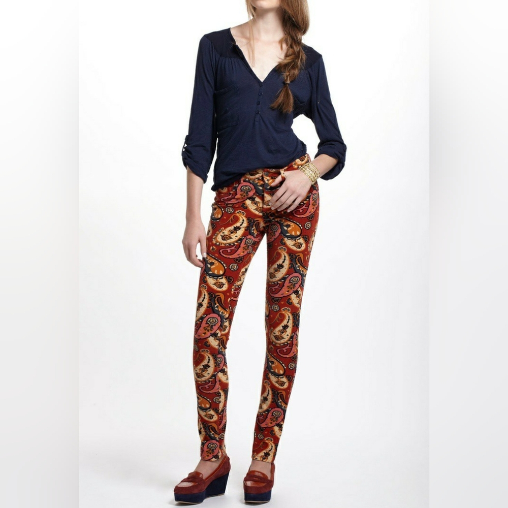 Anthro Pilcro Serif Corduroy Paisley Skinny